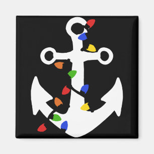 Anchor With Christmas Lights Nautical T Shirt Magnet