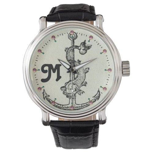 ANCHOR WITH FISH NAUTICAL MONOGRAM WATCH
