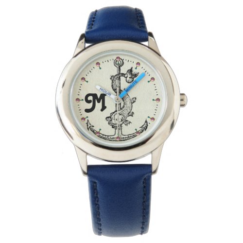 ANCHOR WITH FISH NAUTICAL MONOGRAM WATCH