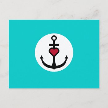 Anchor With Heart Postcard by i_love_cotton at Zazzle