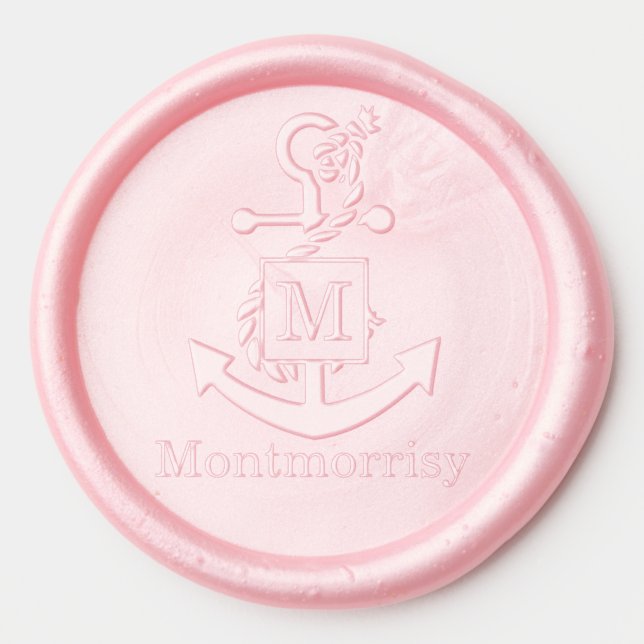 Anchor with Knotted Rope Initial Name Monogram  Wax Seal Sticker (Front)