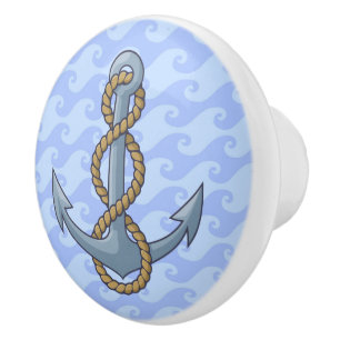 Anchor with Rope Ceramic Knob