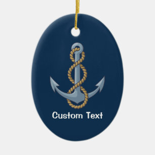 Anchor with Rope Ceramic Ornament