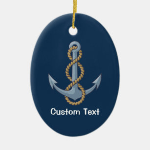 Anchor with Rope Ceramic Ornament