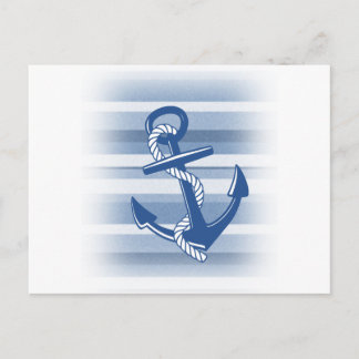 Anchor with rope in blue hues postcard