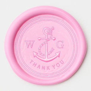 Anchor with Rope Monogram Thank You Wax Seal Sticker