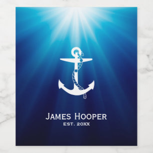 Anchor with Rope   Personalizable Nautical Gifts Wine Label
