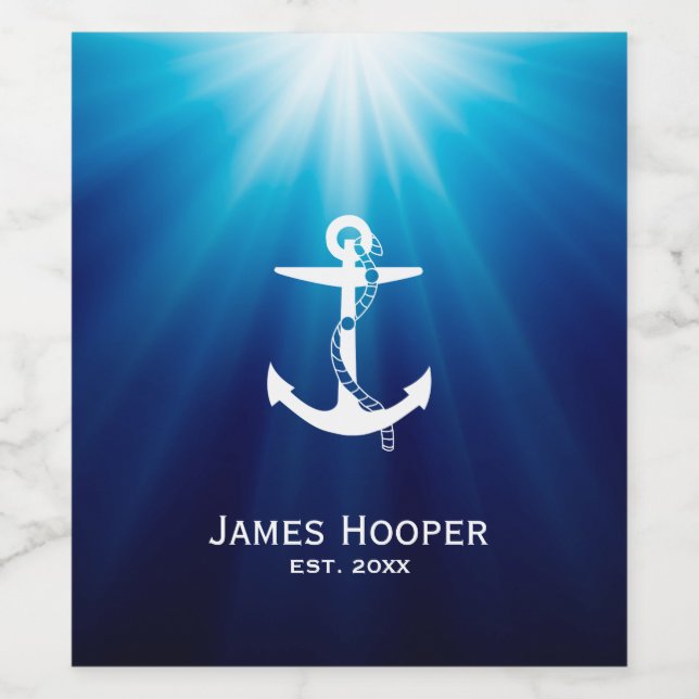 Anchor with Rope | Personalizable Nautical Gifts Wine Label (Single Label)