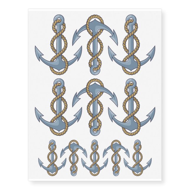 Anchor with Rope Temporary Tattoos (Front)
