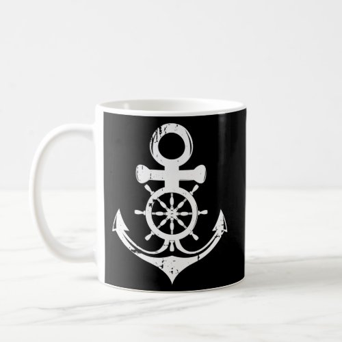 Anchor With Ship Steering Wheel Nautical Sailor Coffee Mug