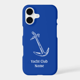 Anchor Yacht Club Name Template Blue Wood iPhone 17 Case