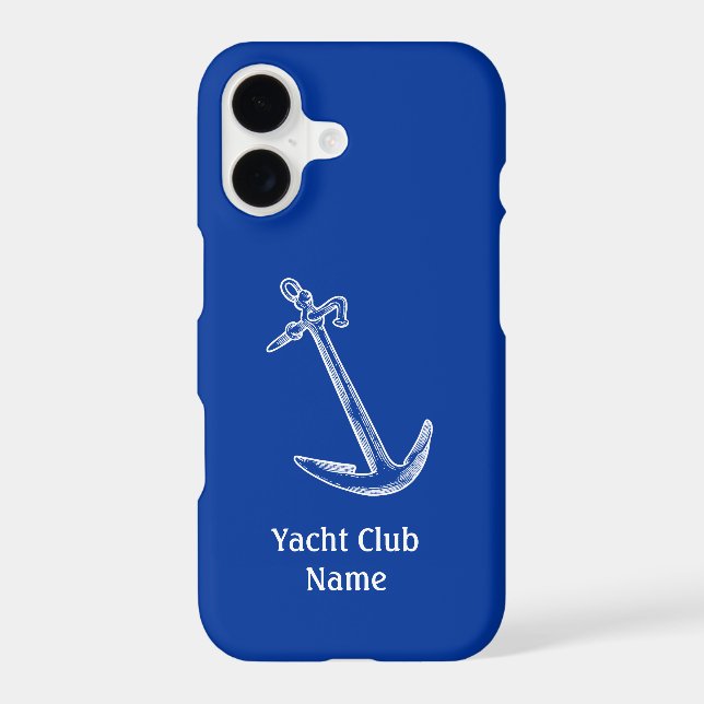 Anchor Yacht Club Name Template Blue Wood Case-Mate iPhone Case (Back)
