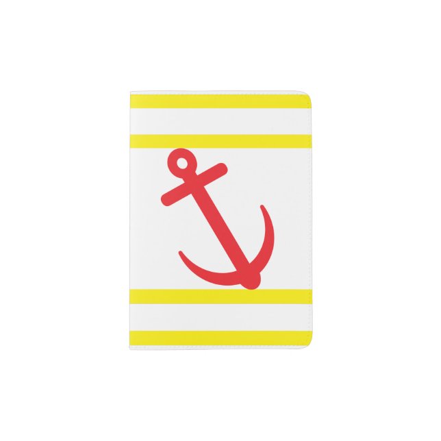 Anchor Yellow Strips Custom Passport Holder (Front)