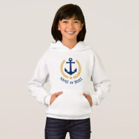 Anchor Your Boat Name Gold Laurel Girls White