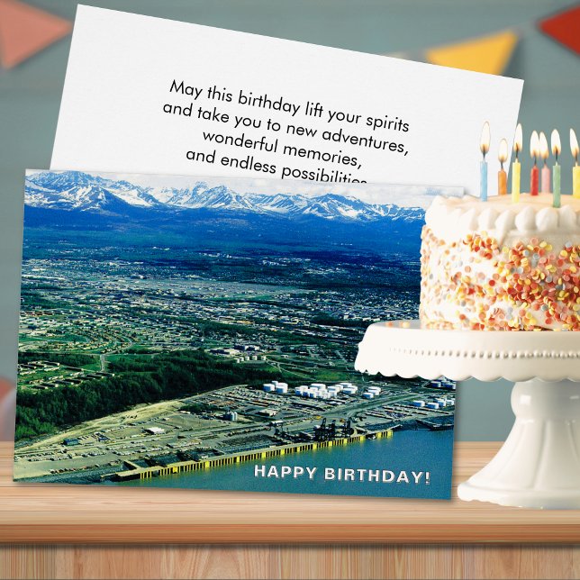 Anchorage Alaska Aerial Photo Birthday Cards ( Anchorage Alaska Aerial Photo Birthday Cards)