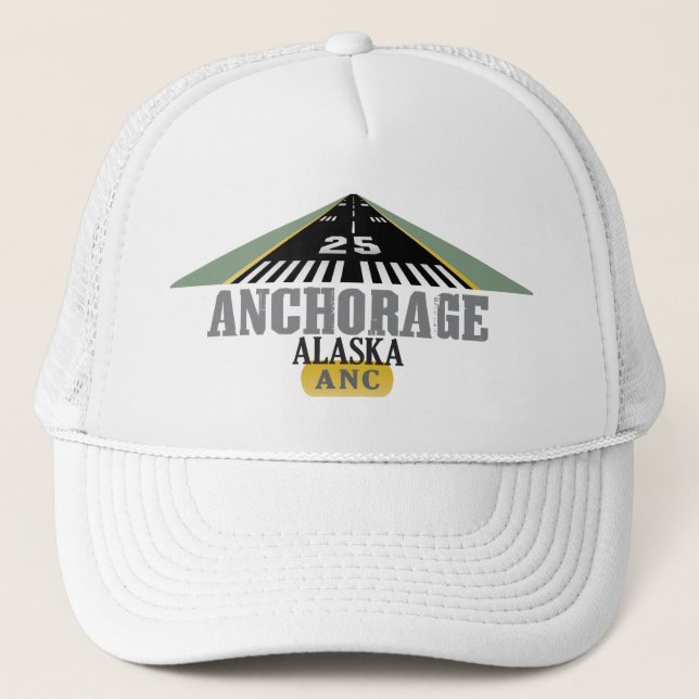 Anchorage Alaska - Airport Runway Trucker Hat (Front)