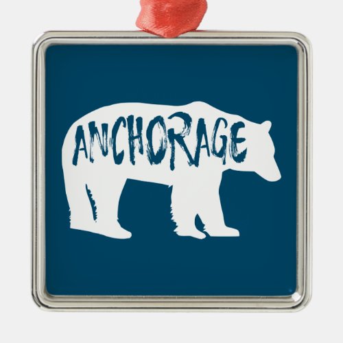 Anchorage Alaska Bear Metal Ornament