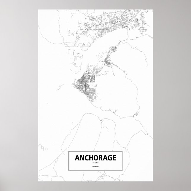 Anchorage, Alaska (black on white) Poster (Front)