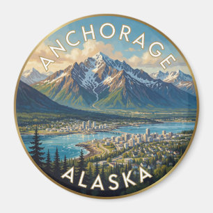 Anchorage Alaska Chugach Mountain Travel Magnet