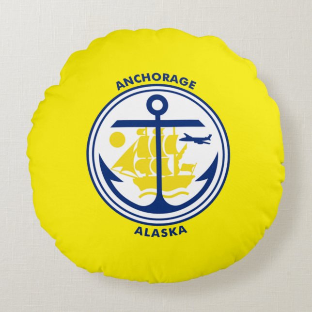 Anchorage (Alaska) City flag Round Pillow (Front)