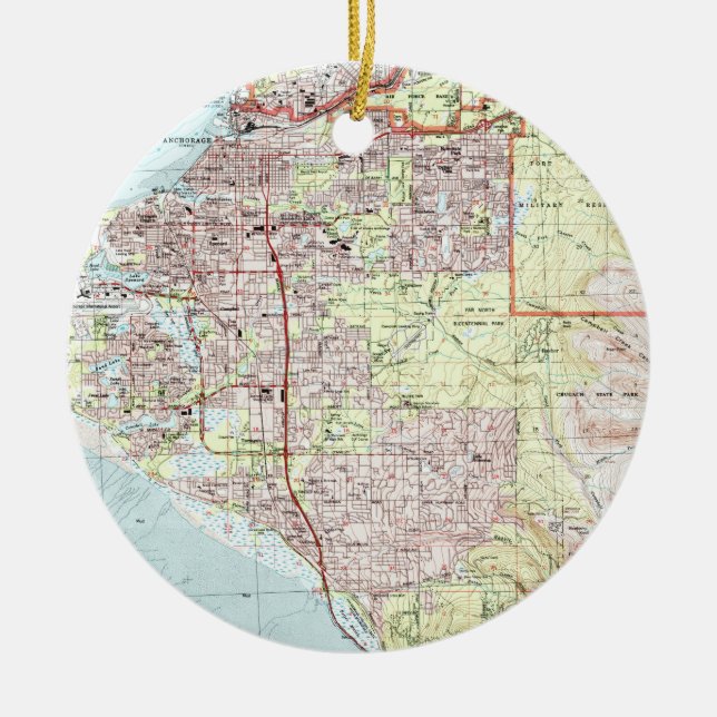 Anchorage Alaska Map (1994) Ceramic Ornament (Front)