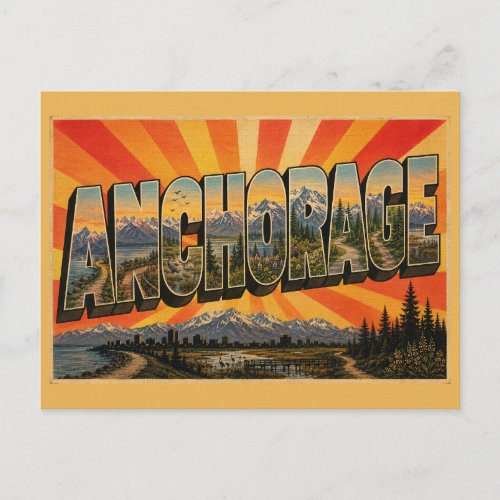 Anchorage Alaska Mountain Coastal Trail Vintage Postcard