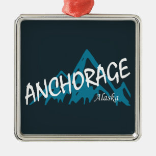 Anchorage Alaska Mountains Metal Ornament