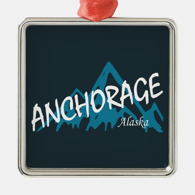 Anchorage Alaska Mountains Metal Ornament (Front)