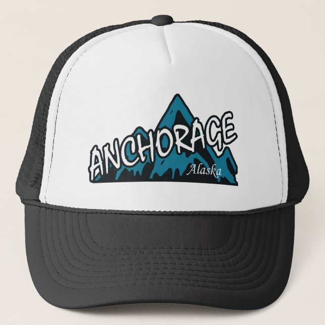 Anchorage Alaska Mountains Trucker Hat (Front)
