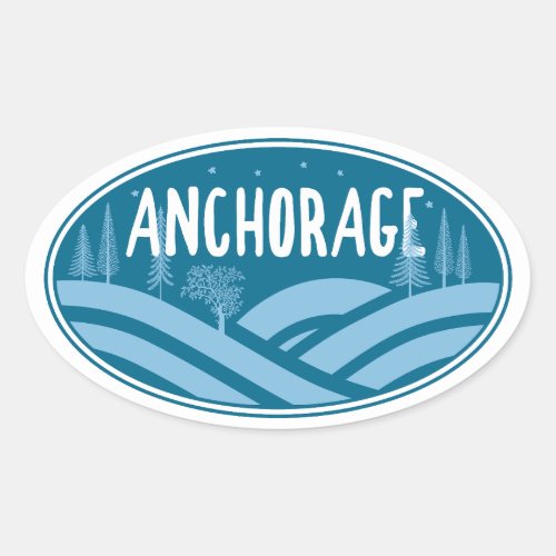 Anchorage Alaska Outdoors Oval Sticker