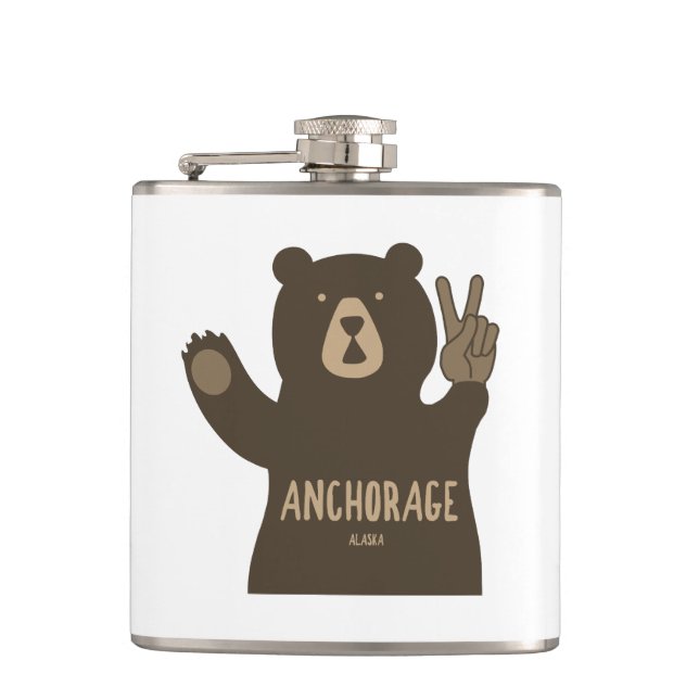 Anchorage Alaska Peace Bear Flask (Front)