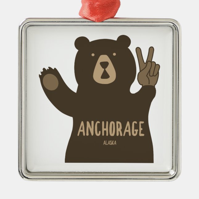 Anchorage Alaska Peace Bear Metal Ornament (Front)