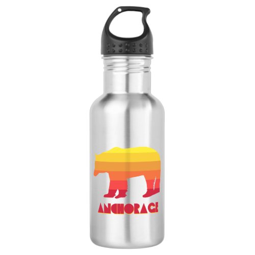 Anchorage Alaska Rainbow Bear Stainless Steel Water Bottle