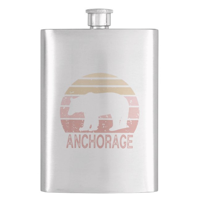 Anchorage Alaska Retro Bear Flask (Front)