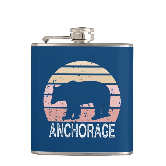 Anchorage Alaska Retro Bear Flask (Front)
