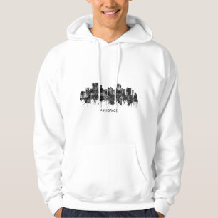 Anchorage Alaska skyline BW Hoodie