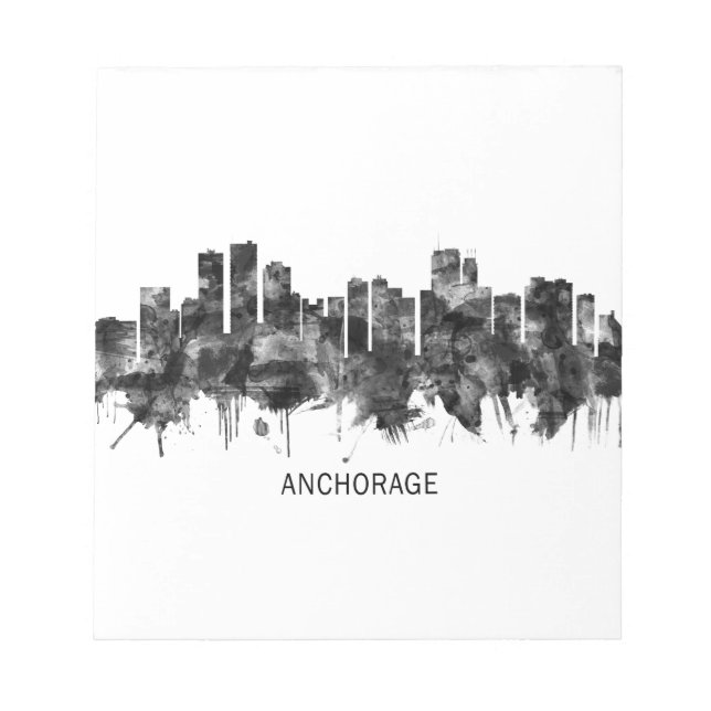 Anchorage Alaska skyline BW Notepad (Front)
