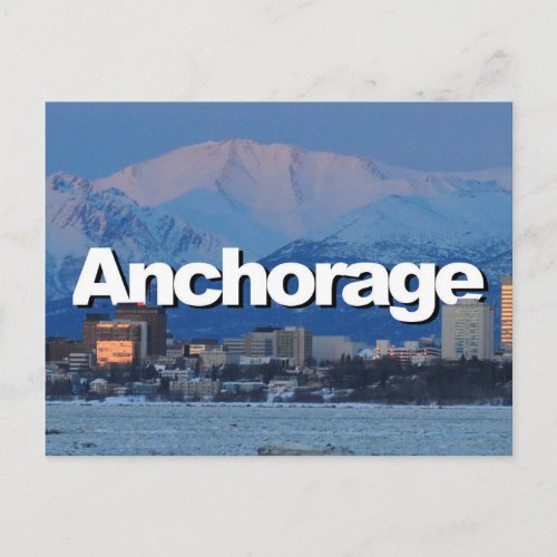 Anchorage Alaska Skyline with Anchorage in the Sky Postcard