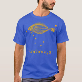 Anchorage Alaska State Flag Halibut Fishing T-Shirt