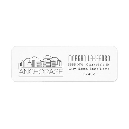 Anchorage Alaska Stylized Skyline  Label