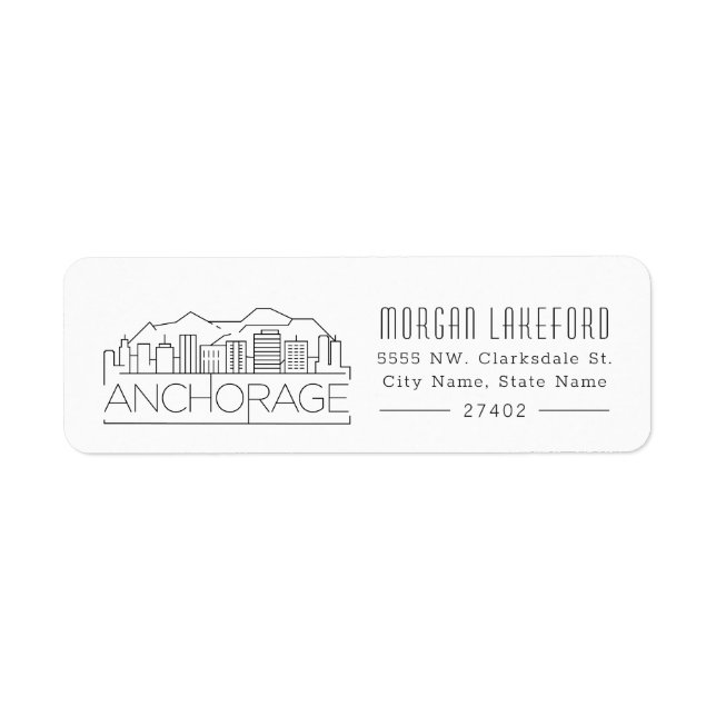 Anchorage, Alaska Stylized Skyline | Label (Front)