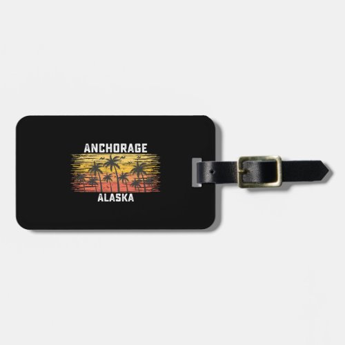 Anchorage Alaska Summer Retro VIntage Vacation Luggage Tag