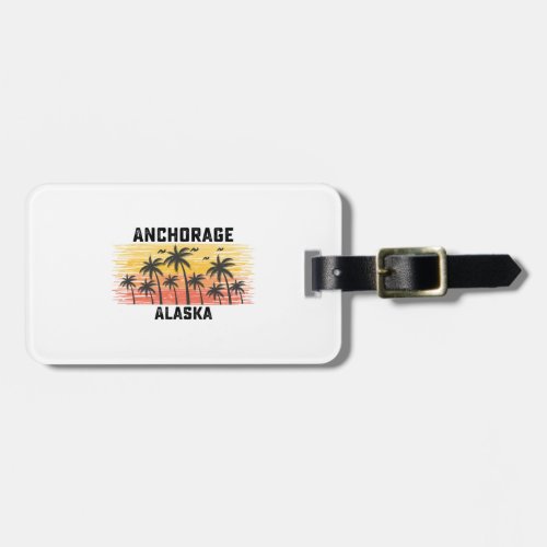 Anchorage Alaska Summer Retro VIntage Vacation Luggage Tag