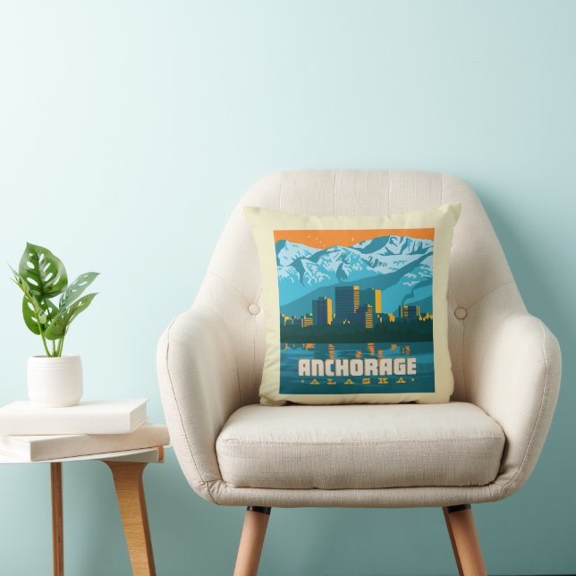 Anchorage, Alaska Throw Pillow (Chair)