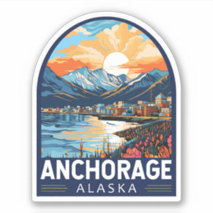 Anchorage Alaska Travel Art Emblem Sticker