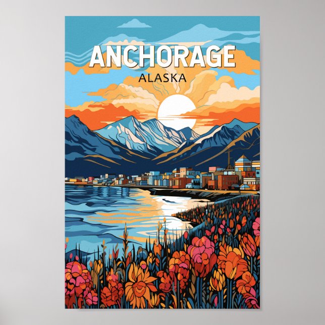 Anchorage Alaska Travel Art Vintage Poster (Front)