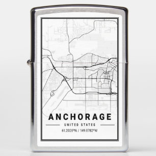 Anchorage Alaska USA City Travel City Map Zippo Lighter