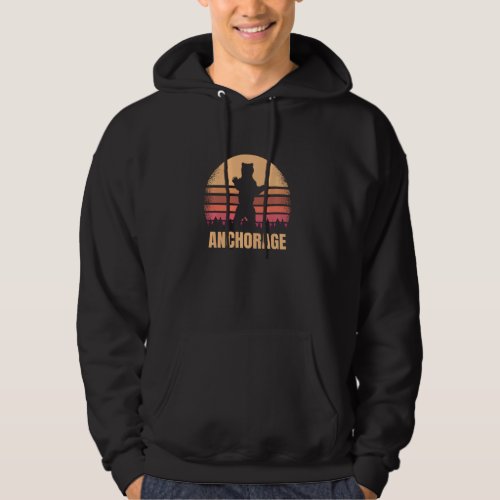 Anchorage Alaska Vintage Bear Ak Retro Distressed  Hoodie