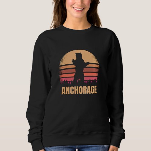 Anchorage Alaska Vintage Bear Ak Retro Distressed  Sweatshirt