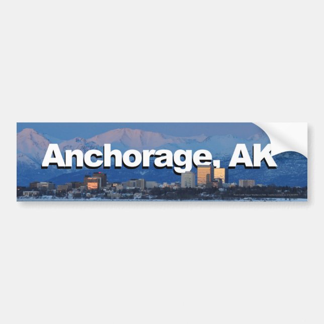 Anchorage Alaska with Anchorage in the Sky Bumper Sticker (Front)